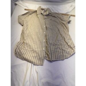 Vintage The Fox Collection Shirt Mens Large Xl White Brown Striped Button Up 90s